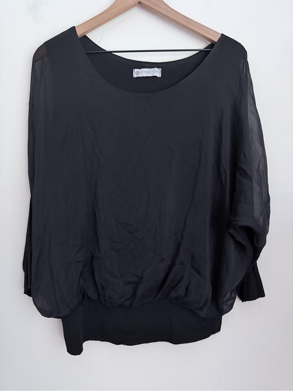 Cobblestone Living Cassandra Silk blend Top oversized Black